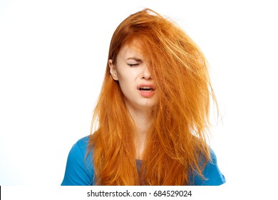 Woman Tangled Hair On Isolated Background Stock Photo (Edit Now) 684529024