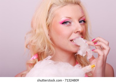 Woman With Tasty Cotton Candy