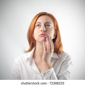 Woman Thoughtful Expression Stock Photo 72308233 | Shutterstock