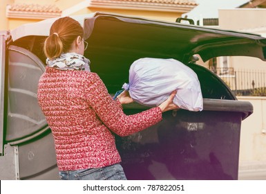 Woman Throw Away Bag