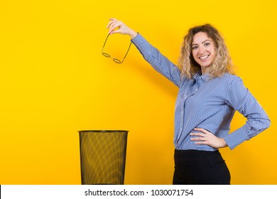 Woman Throw Away Her Glasses