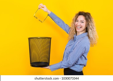 Woman Throw Away Her Glasses