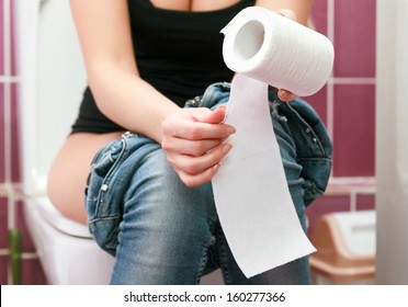 Woman in the toilet 