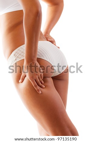 Woman touching her body