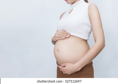 Woman Touching Her Pregnant Belly Stock Photo Shutterstock