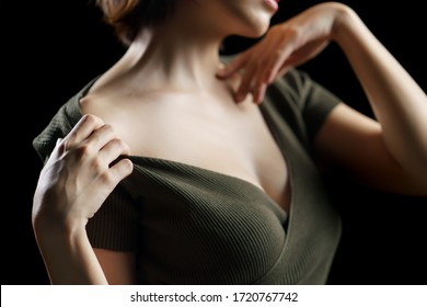 Woman Touching Neck Naked Shoulder Sensual Stock Photo 1720767742