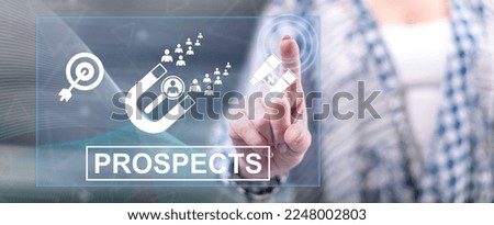 Woman touching a prospects concept on a touch screen with her finger