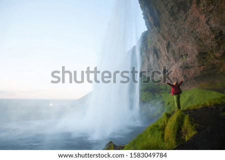 Similar – Waterfall in Iceland in cloudy weather