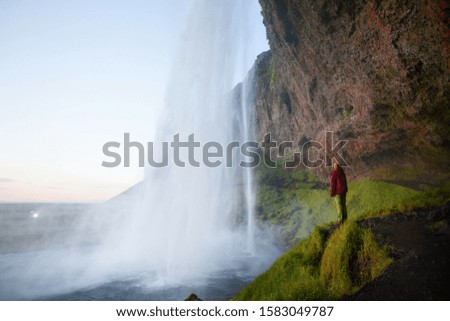 Similar – Waterfall in Iceland in cloudy weather