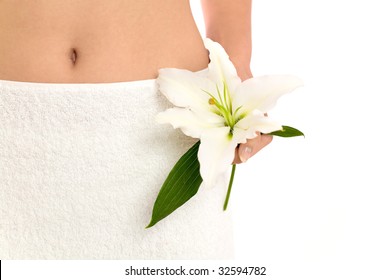 Woman With Towel Around Waist