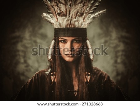 Woman in traditional indian garment and headdress 