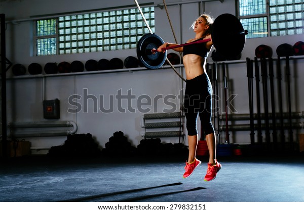 Woman Training Snatch Gym Stock Photo (Edit Now) 279832151