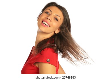 Woman Turn Head, Flying Hair