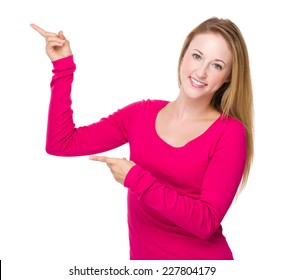 Woman With Two Finger Point Up