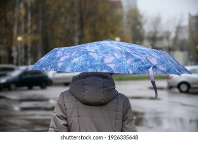 Woman Under An Umbrella In The Rain