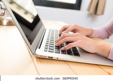 Woman Use Of The Laptop Computer