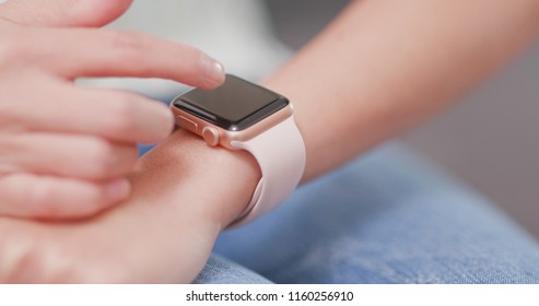 Woman Use Of Smart Watch