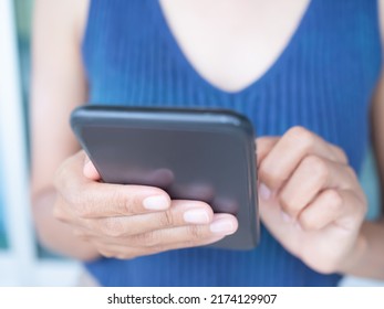 Woman use touchscreen mobile. she working in office. communication wireless internet hi speed.staff woman professional. technology for business or finance concept.