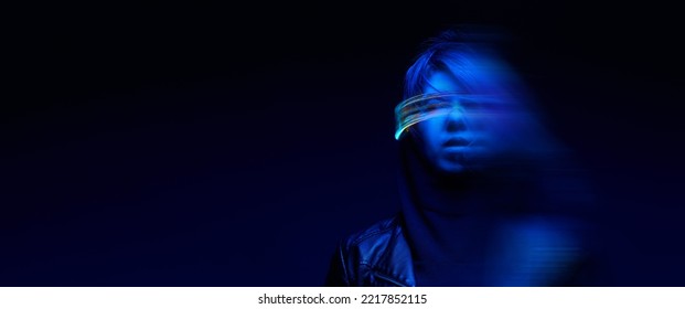 Woman is using augmented reality headset. Concept of virtual, augmented and extended reality. - Powered by Shutterstock