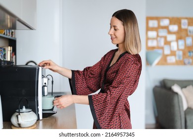 Woman Using Coffee Machine Make Big Stock Photo 2164957345 | Shutterstock