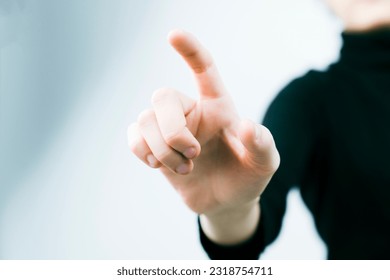 Woman using futuristic digital interface display - Powered by Shutterstock