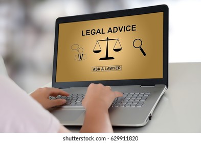 Woman Using A Laptop With Legal Advice Concept On The Screen