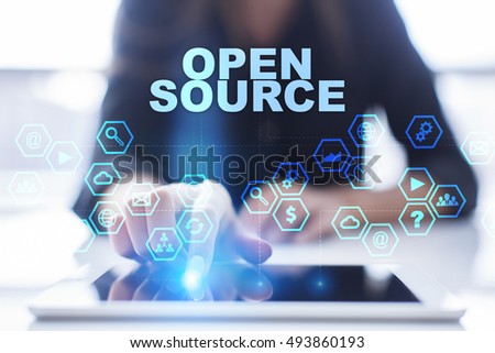 Woman is using tablet pc, pressing on virtual screen and selecting 