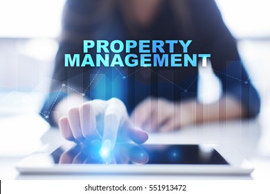 Woman Using Tablet Pc And Selecting Property Management.