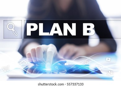 Woman using tablet pc and selecting plan b.