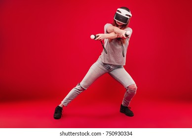 Woman using the virtual reality headset - Shutterstock ID 750930334