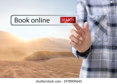Woman Using Web Browser For Online Booking