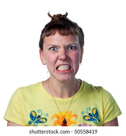 Woman Very Angry And Upset, Speaking Through Gritted Teeth