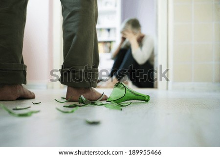 Similar – Image, Stock Photo Violence in an alcoholic family. Reflection of a violent man.