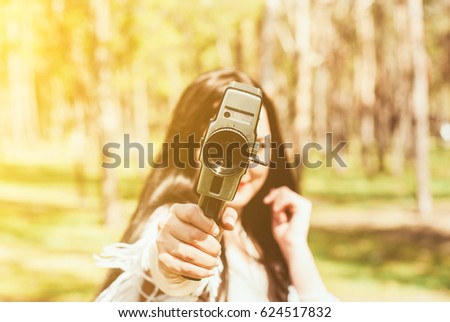 summer, young woman, look into the camera.