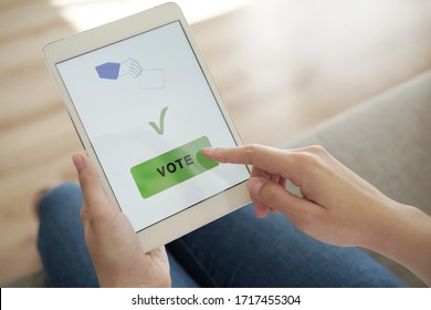 Woman Voting Online From Home.