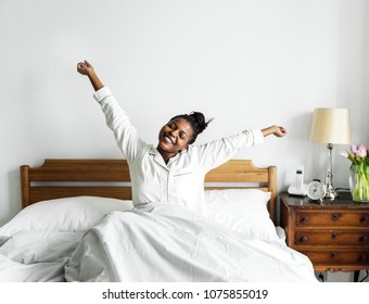 A woman waking up