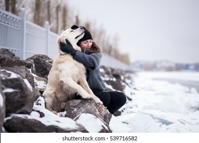 Woman Walking Dog