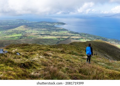 Woman Walking Down Croagh Patrick, County Mayo, Ireland