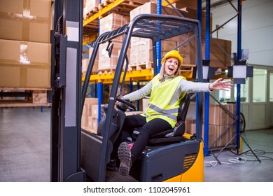 Female Forklift Driver Images Stock Photos Vectors Shutterstock