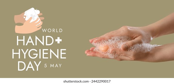 Woman washing hands with soap. Banner for World Hand Hygiene Day - Powered by Shutterstock