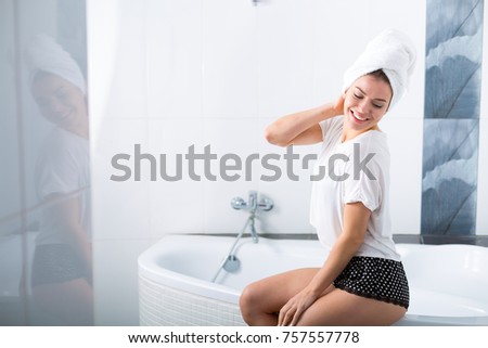 Woman Washing Her Hair Bathroom Early Stock Photo Edit Now