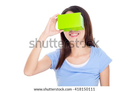 Woman watching with virtual reality device