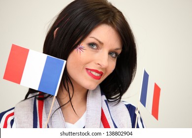 Woman Waving The French Flag