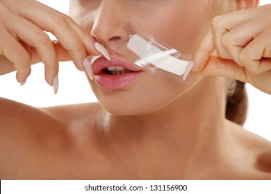 Woman Waxing Upper Lip