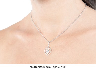 Woman Wearing Diamond Necklace