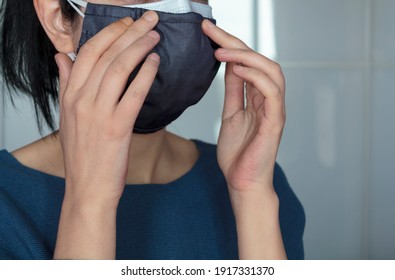 Woman Wearing Double Mask Covering