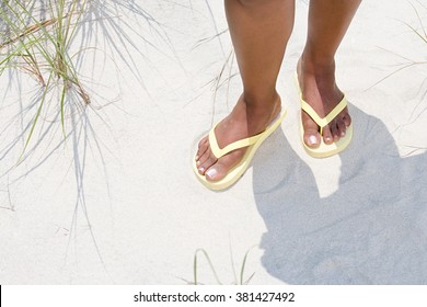 Woman Wearing Flip Flops