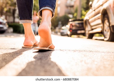 Walking Flip Flops Images, Stock Photos 