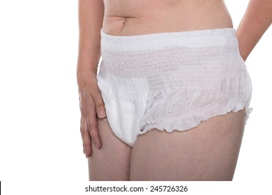 Woman Wearing Incontinence Pads Because Of Problems With Incontinence