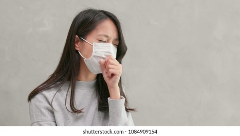 Woman Wearing Mask And Feeling Sick 